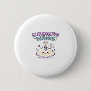 Einhorn Cloudicorn Träume Trendiges Grafik T-Shirt Button