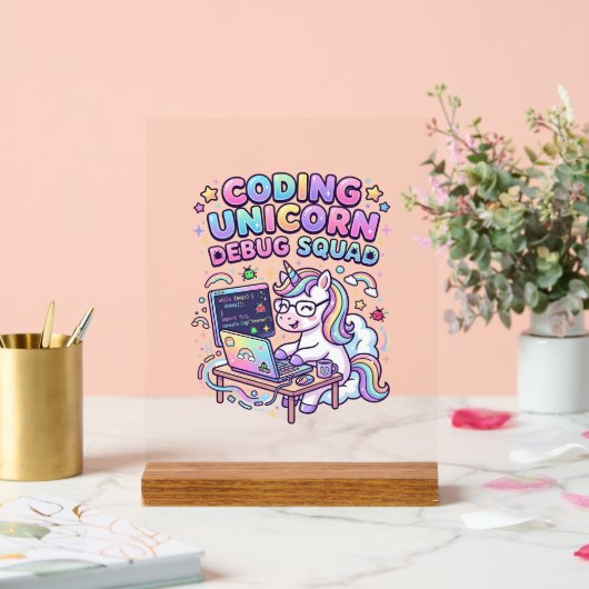 Einhorn Coding Einhorn Debug Squad Charmanter Mark Acrylschild (Hochzeit)