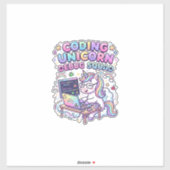 Einhorn Coding Einhorn Debug Squad Charmanter Mark Aufkleber (Blatt)
