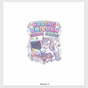 Einhorn Coding Einhorn Debug Squad Charmanter Mark Aufkleber