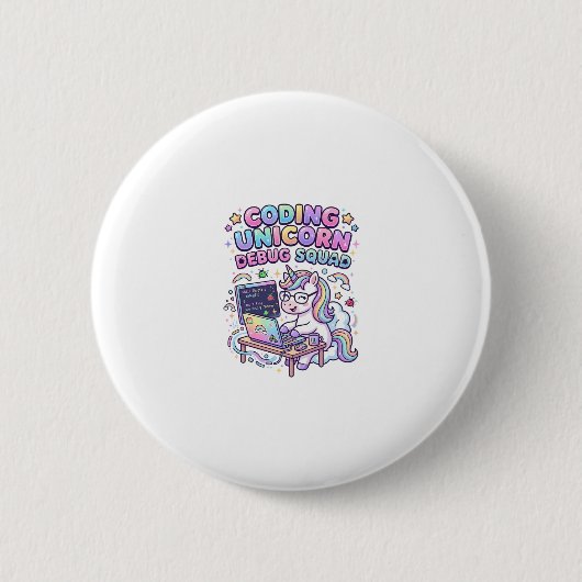 Einhorn Coding Einhorn Debug Squad Charmanter Mark Button (Vorderseite)