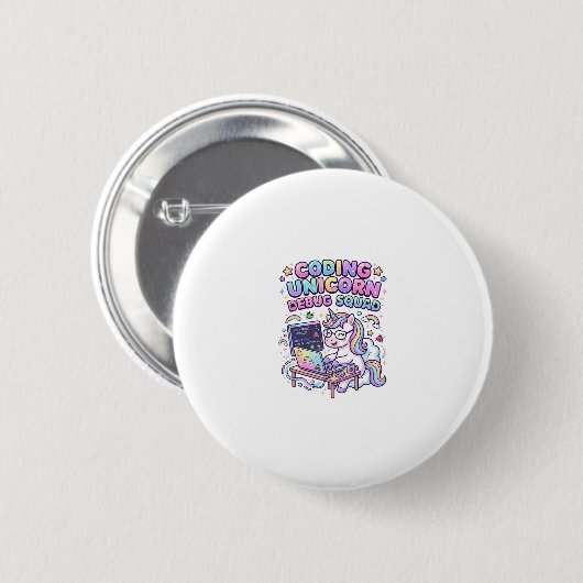 Einhorn Coding Einhorn Debug Squad Charmanter Mark Button (Vorne & Hinten)