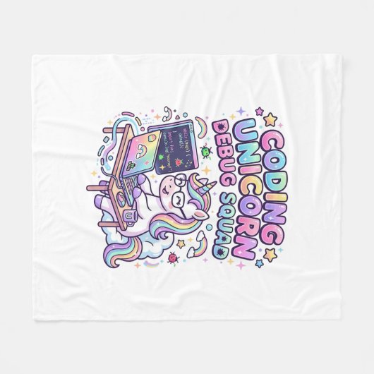 Einhorn Coding Einhorn Debug Squad Charmanter Mark Fleecedecke (Vorderseite (Horizontal))
