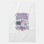 Einhorn Coding Einhorn Debug Squad Charmanter Mark Geschirrtuch (Vertikal)