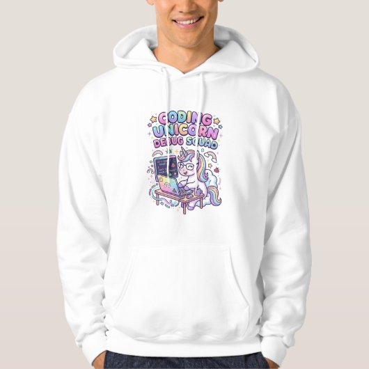 Einhorn Coding Einhorn Debug Squad Charmanter Mark Hoodie (Vorderseite)