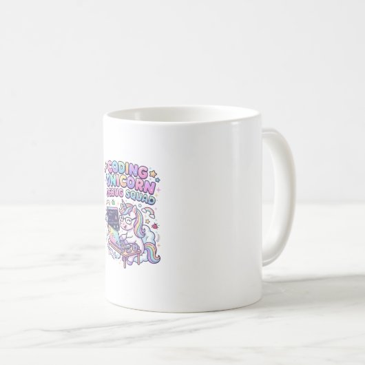 Einhorn Coding Einhorn Debug Squad Charmanter Mark Kaffeetasse (VorderseiteRechts)