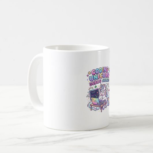 Einhorn Coding Einhorn Debug Squad Charmanter Mark Kaffeetasse (Vorderseite Links)
