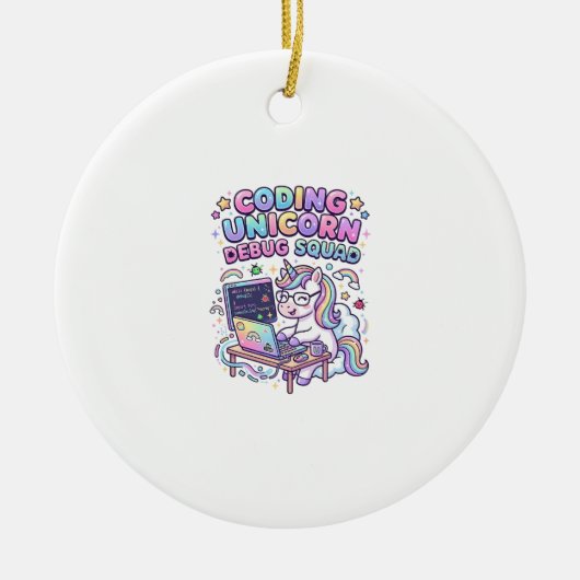 Einhorn Coding Einhorn Debug Squad Charmanter Mark Keramik Ornament (Vorne)