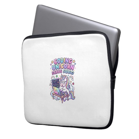 Einhorn Coding Einhorn Debug Squad Charmanter Mark Laptopschutzhülle (Vorderseite Links)