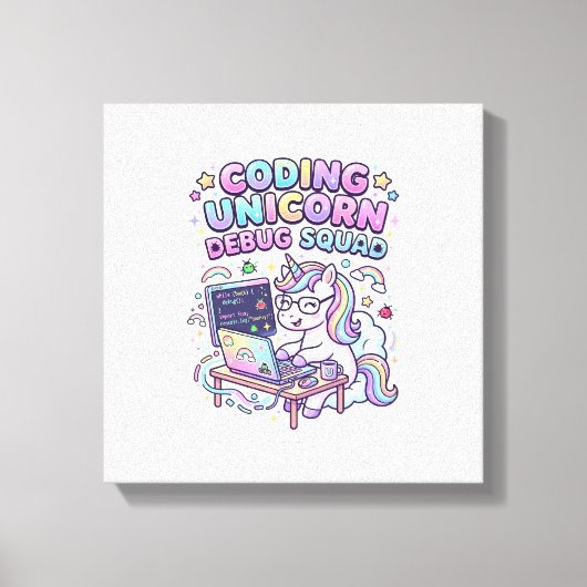 Einhorn Coding Einhorn Debug Squad Charmanter Mark Leinwanddruck (Vorderseite)