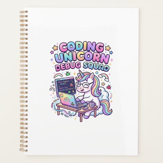 Einhorn Coding Einhorn Debug Squad Charmanter Mark Planer (Vorderseite)