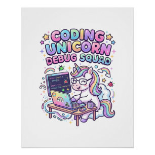 Einhorn Coding Einhorn Debug Squad Charmanter Mark Poster