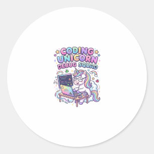 Einhorn Coding Einhorn Debug Squad Charmanter Mark Runder Aufkleber