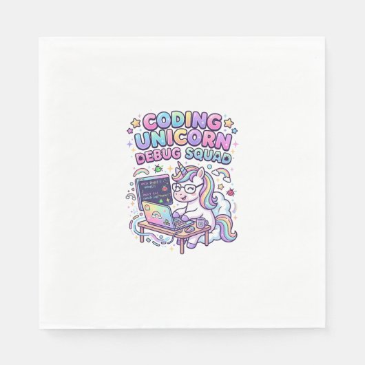 Einhorn Coding Einhorn Debug Squad Charmanter Mark Serviette (Vorderseite)