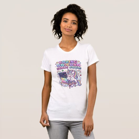Einhorn Coding Einhorn Debug Squad Charmanter Mark T-Shirt (Vorne ganz)