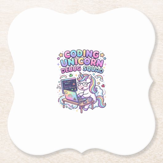 Einhorn Coding Einhorn Debug Squad Charmanter Mark Untersetzer (Vorderseite)