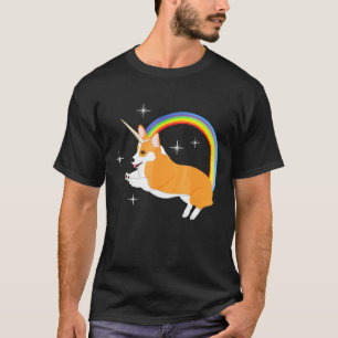 Einhorn Corgi Süßer Welpe Hund Regenbogen Funkelnd T-Shirt