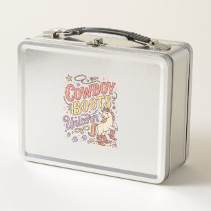 Einhorn-Cowboy-Stiefel Einhorn Whimsical Zazzle De Metall Brotdose