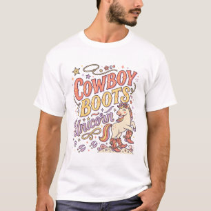 Einhorn Cowboy Stiefel Einhorn Whimsical Zazzle De T-Shirt