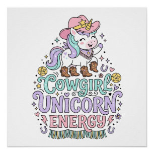 Einhorn Cowgirl Einhorn Energie Süß Pastell Produk Poster