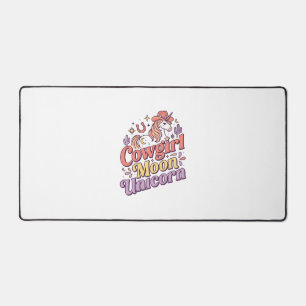 Einhorn-Cowgirl-Mond-Einhorn-Launisch-Merch-Design Schreibtischunterlage