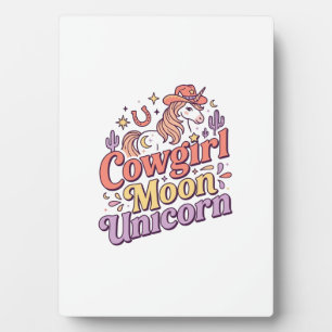 Einhorn Cowgirl Mond Einhorn Whimsical Merch Desig Fotoplatte