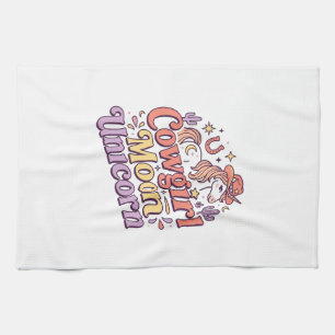 Einhorn Cowgirl Mond Einhorn Whimsical Merch Desig Geschirrtuch