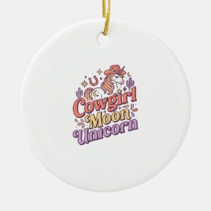 Einhorn Cowgirl Mond Einhorn Whimsical Merch Desig Keramik Ornament