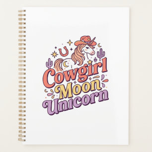 Einhorn Cowgirl Mond Einhorn Whimsical Merch Desig Planer