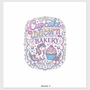 Einhorn Cupcake Einhorn Bäckerei Weißer Hintergrun Aufkleber