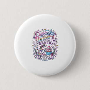 Einhorn Cupcake Einhorn Bäckerei Weißer Hintergrun Button