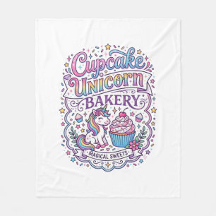 Einhorn Cupcake Einhorn Bäckerei Weißer Hintergrun Fleecedecke