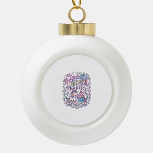 Einhorn-Cupcake Einhorn-Bäckerei Weißer Hintergrun Keramik Kugel-Ornament