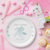 Einhorn Cute Pink Blau Danke Geburtstag Pappteller (Party)