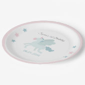 Einhorn Cute Pink Blau Danke Geburtstag Pappteller (Schrägansicht)
