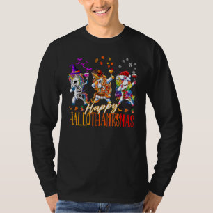 Einhorn Dabbing Frohes Hallothanksmas Süße Familie T-Shirt