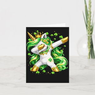 Einhorn dabbing Kleeblatt St. Patricks Tag Mädchen Karte