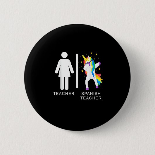 Einhorn Damen Spanischlehrer Dabbing lustiger Span Button (Vorderseite)