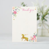 Einhorn danken Ihnen Anmerkungs-Karte Dankeskarte (Stehend Vorderseite)