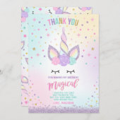 Einhorn danken Ihnen, rosa Goldmagisches Einhorn Dankeskarte (Vorne/Hinten)