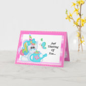 Einhorn, das an Sie Grußkarte denkt Karte (Gelbe Blume)