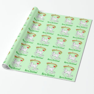 Einhorn, das durch Stern-frohe Weihnachten trottet Geschenkpapier