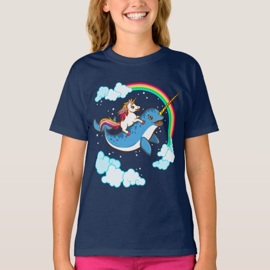 Einhorn, das Narwhal reitet T-Shirt (Vorderseite)