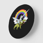 Einhorn, das T-Rex Dinosaurier-magischen Runde Wanduhr (Winkel)