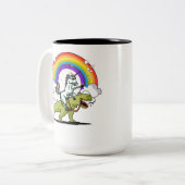 Einhorn, das T-Rex Dinosaurier-magischen Zweifarbige Tasse (Vorderseite Links)