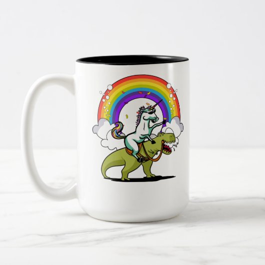 Einhorn, das T-Rex Dinosaurier-magischen Zweifarbige Tasse (Links)