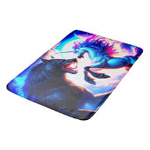 Einhorn, der einen Warewolf bekämpft Badematte (Schrägansicht)