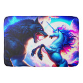 Einhorn, der einen Warewolf bekämpft Badematte (Vorderseite)