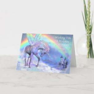 Einhorn der Rainbow Holiday Card Feiertagskarte