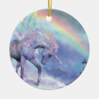 Einhorn der Regenbogen-Feiertags-Verzierung Keramikornament
